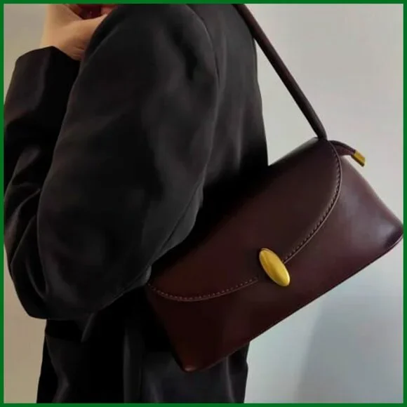 Retro Hobo Shoulder Bag Small Tote Vegan Leather Slouchy Chic Minimal - Picture 2 of 7